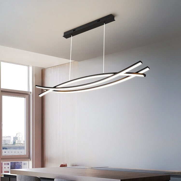Modern minimalist Scandinavian style pendant light for dining room, arched design, long strip bar counter/dining table light, trendy desk light.