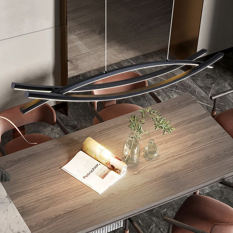 Modern minimalist Scandinavian style pendant light for dining room, arched design, long strip bar counter/dining table light, trendy desk light.