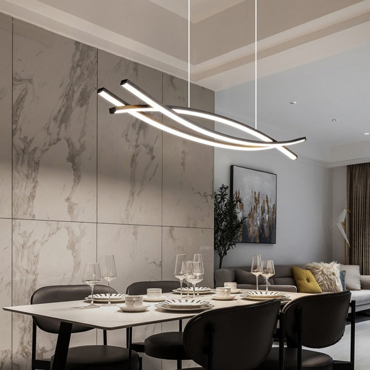 Modern minimalist Scandinavian style pendant light for dining room, arched design, long strip bar counter/dining table light, trendy desk light.