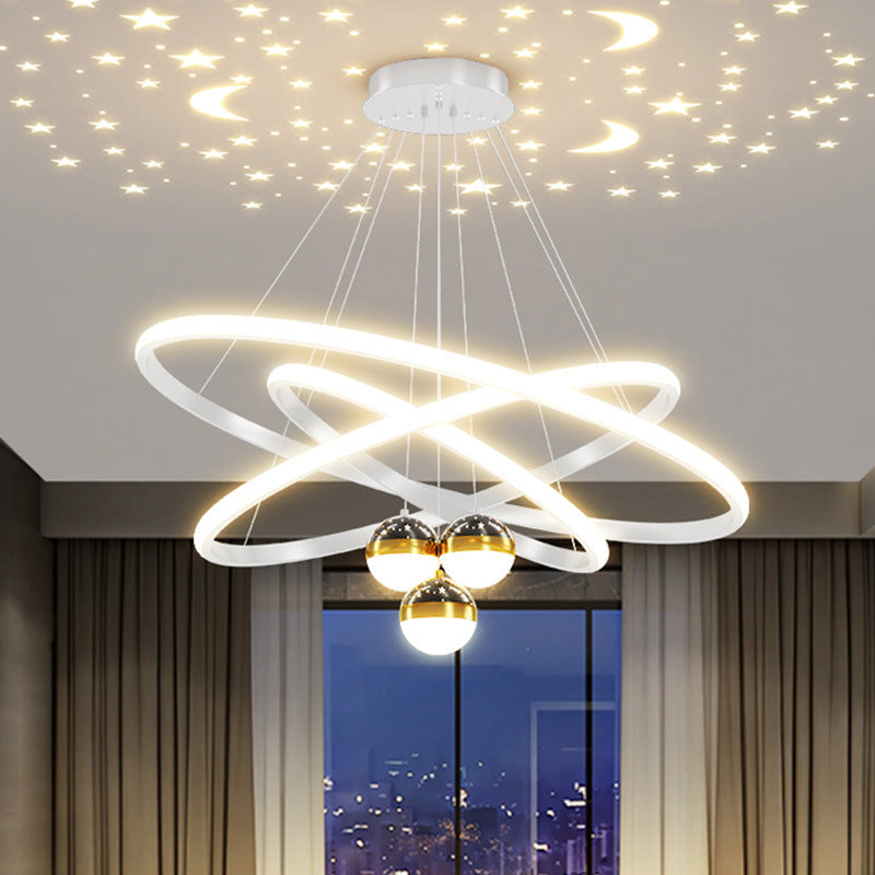 Minimalist modern starry sky chandelier for living room, bedroom, dining room, trendy bar lamp, projector light, Nordic style.