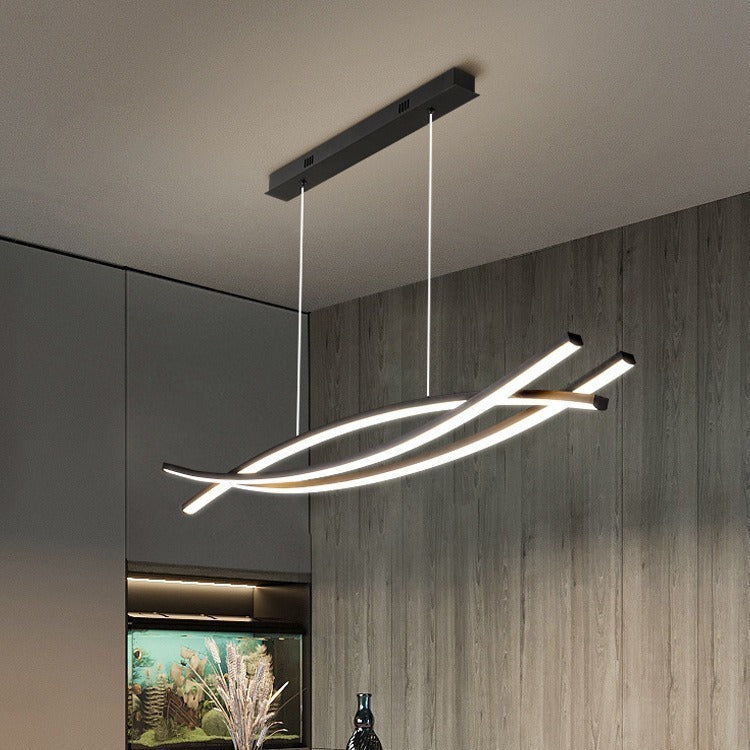 Modern minimalist Scandinavian style pendant light for dining room, arched design, long strip bar counter/dining table light, trendy desk light.