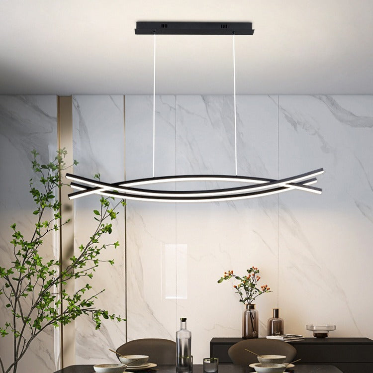 Modern minimalist Scandinavian style pendant light for dining room, arched design, long strip bar counter/dining table light, trendy desk light.