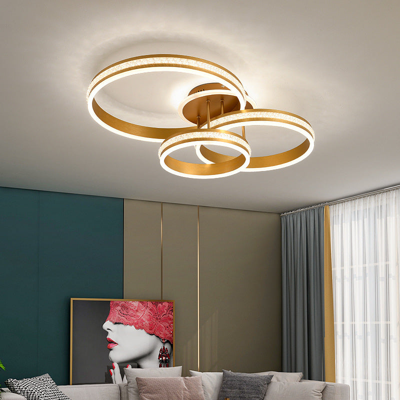 European-style personalized ceiling light, modern minimalist living room light, designer's new bedroom light, round circle room light fixture.