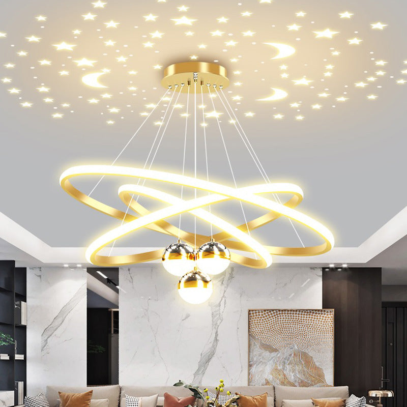 Minimalist modern starry sky chandelier for living room, bedroom, dining room, trendy bar lamp, projector light, Nordic style.